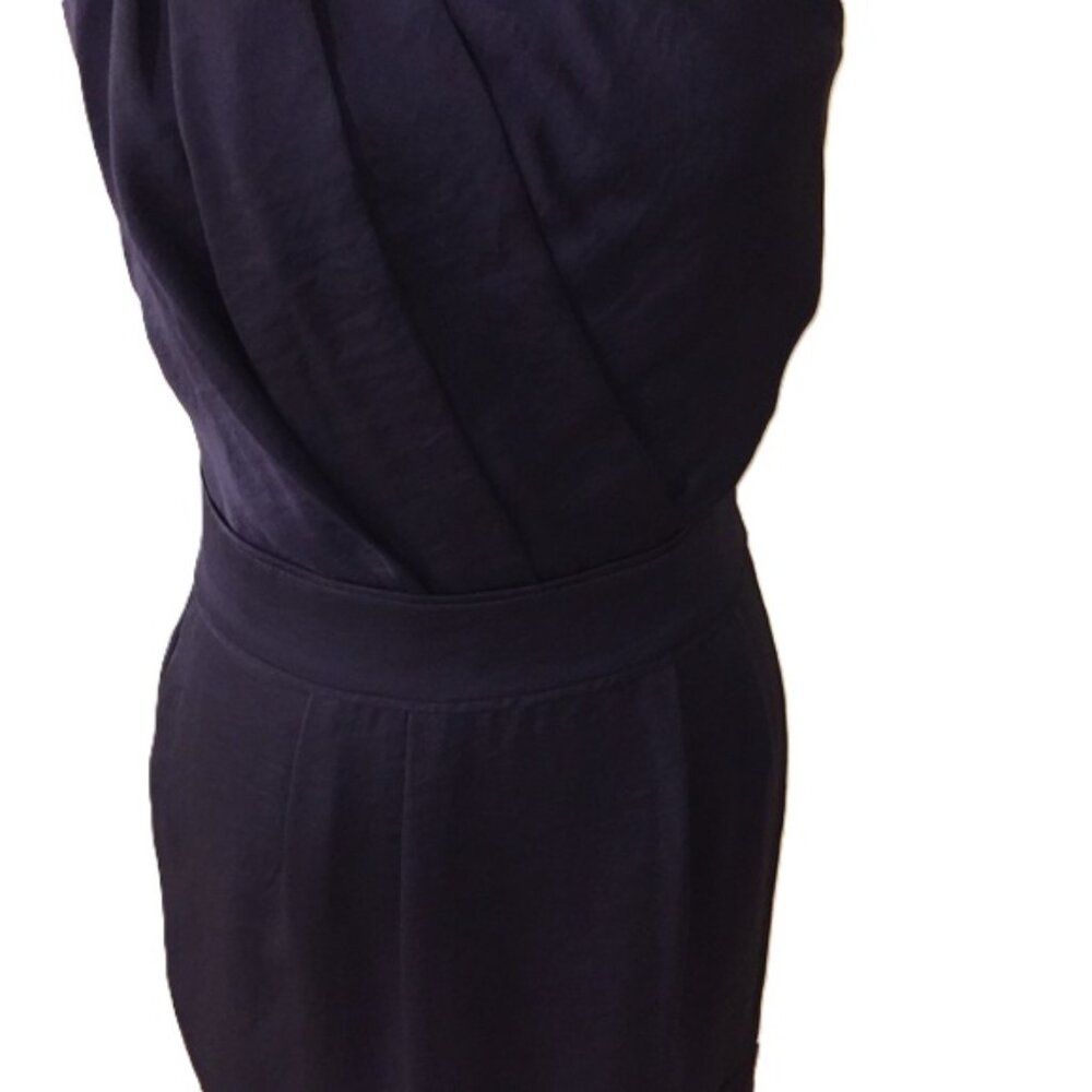 BCBGeneration Midnight Blue One Shoulder Dress w/Two Back Ruffle Straps 10 NWT - Picture 4 of 8
